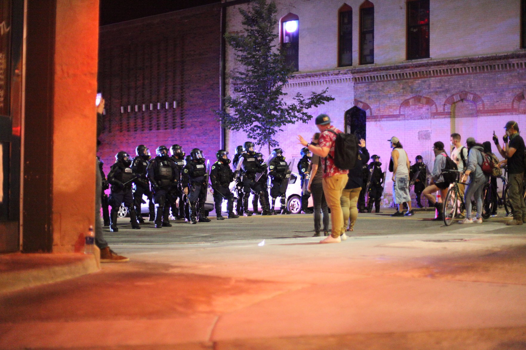 Police and protesters